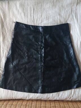 Reitman's Black Faux Leather A-Line Skirt